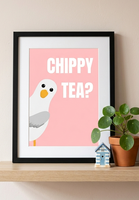 Chippy Tea? – Funny Seagull A4 Print
