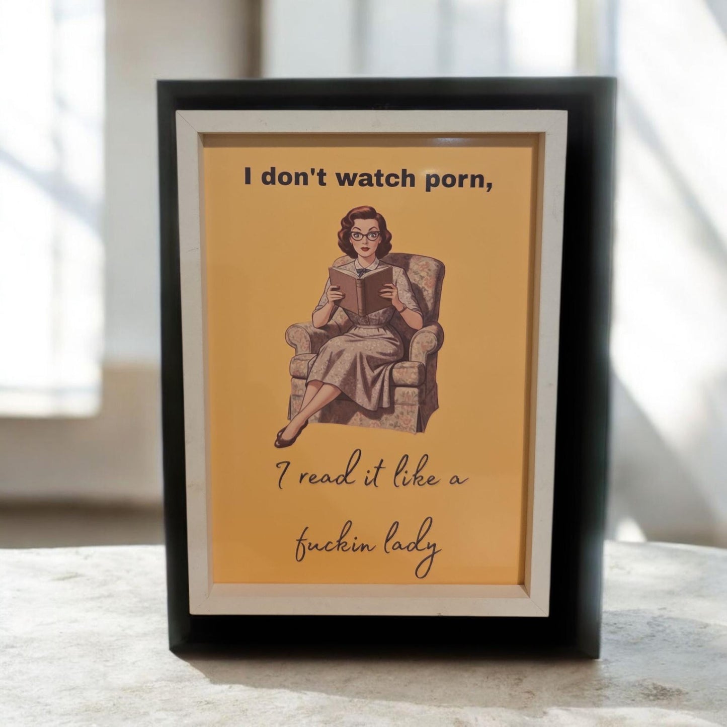 Framed 'I read it like a lady' Quote Print | Modern Typography Art
