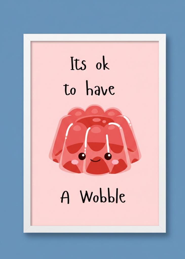 A4 poster 'its ok to have a wobble " | Quote Print | Modern Typography Art | fun  print