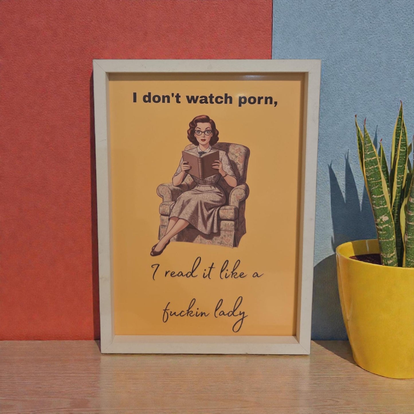 Framed 'I read it like a lady' Quote Print | Modern Typography Art